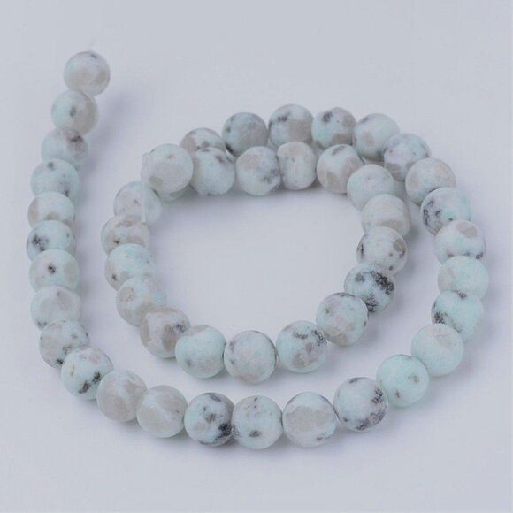 10-10.5MM Frosted Kiwi Jasper Beads-ONE Gemstone Bead Strand-Jewelry Making NWT - Picture 1 of 1